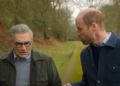 O príncipe William 'Getsk' com Eugene Levy como ele aparece em seu programa de viagem Apple TV+
