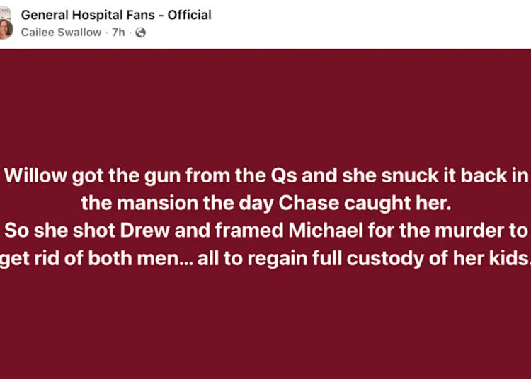 Os fãs do Hospital Geral acham que Willow tiro Drew para se livrar dele e Michael