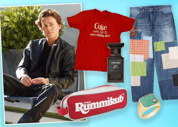 Segredos de estilo de John Owen Lowe: jeans de retalhos, perfume do pai Rob, anel da mãe