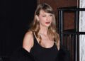 Taylor Swift usava decote profundo no topo preto para o aniversário de Brittany Mahomes
