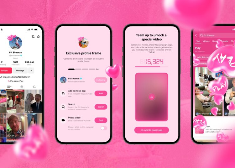 Tiktok Bags uma transmissão ao vivo de Ed Sheeran para seu novo álbum 'Play'