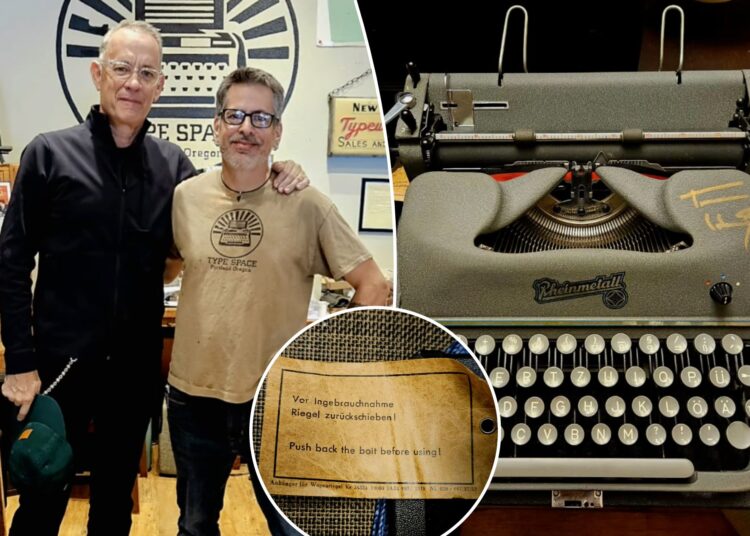Tom Hanks mantém a promessa de 2 anos, envia a máquina de escrever alemão vintage para o pequeno empresário do Oregon