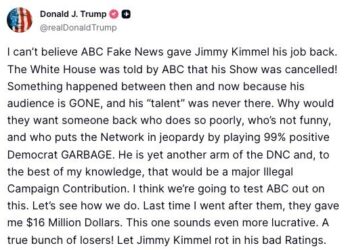 Trump perde o retorno de Jimmy Kimmel em um novo discurso desmembrado