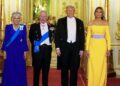 Trump, primeira -dama Grace a família real durante a visita de estado no Castelo de Windsor