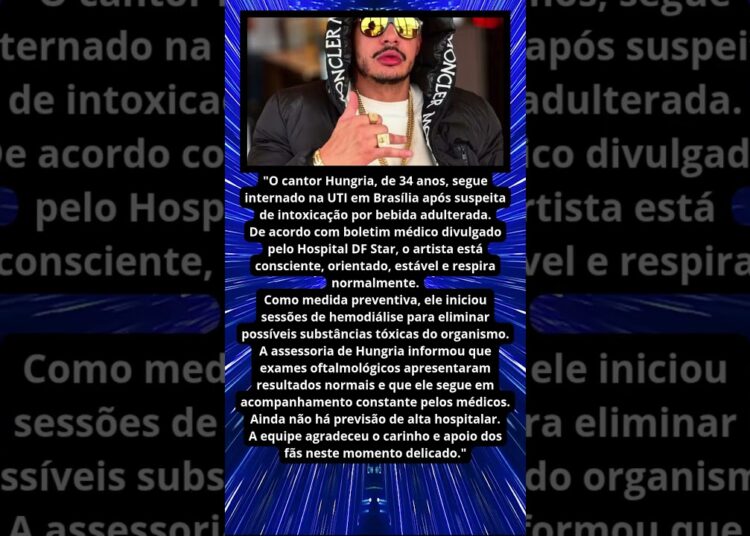HUNGRIA SEGUE NA UTI APÓS SUSPEITA DE B3BIDA ADUIT3RADA