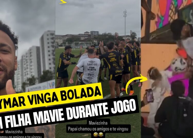 Neymar defende filha Mavie após bolada durante jogo do Santos: ‘Papai te vingou!’