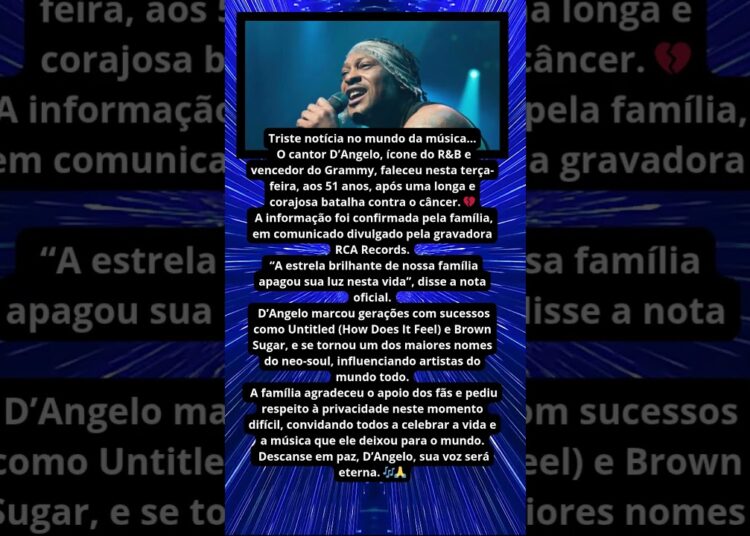 MORRE D’ANGELO, LENDA DO R&B E VENCEDOR DO GRAMMY 😢