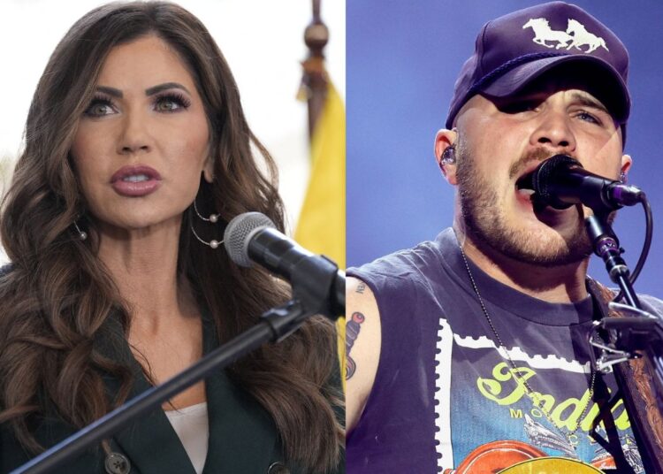 A secretária de Segurança Interna, Kristi Noem, critica Zach Bryan por nova música criticando os ataques do ICE