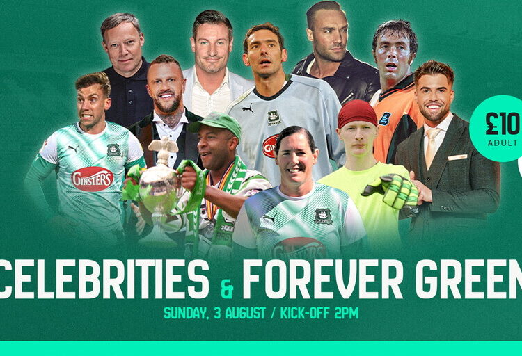 Celebridades e Forever Green Match em Home Park neste fim de semana