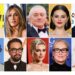 Esta combinação de fotos mostra celebridades, na linha superior à esquerda, Ben Affleck, Jennifer Aniston,...