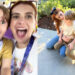 Emma Roberts e Son Rhodes, 4, são todos sorrisos enquanto a dupla se diverte no passeio mãe-filho no Universal Orlando