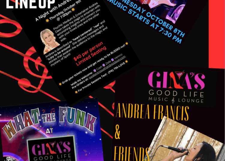 Gina Good Life Music & Lounge Weekly Free up de 8 a 11 de outubro! É uma formação cheia!