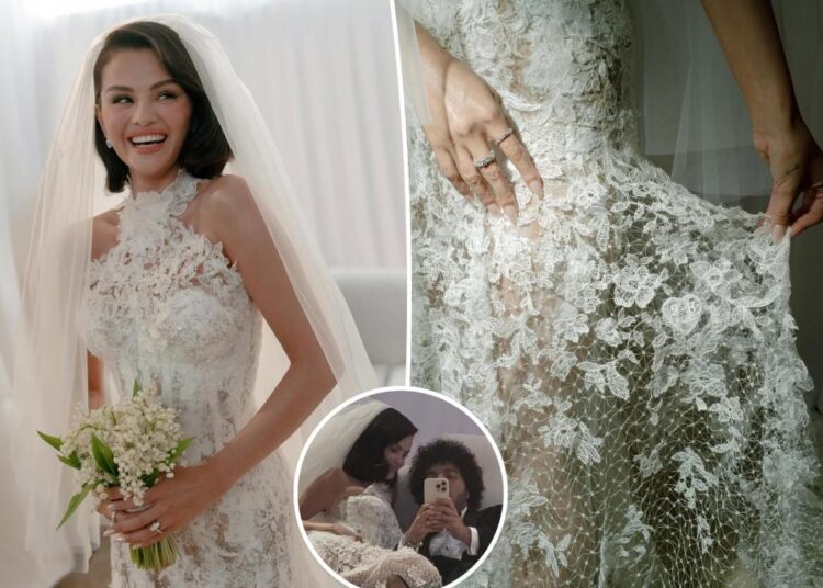 O vestido de noiva de Lace de Selena Gomez continha uma homenagem a Benny Blanco