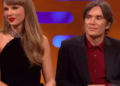 Muitos Cilian Murphy brincados não estavam tão empolgados quanto Taylor Swift, pois exibia seu anel de noivado (BBC)