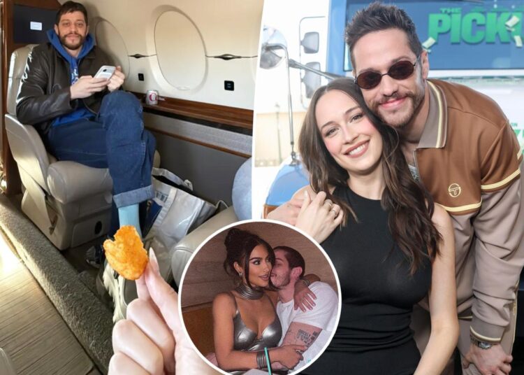 Pete Davidson surpreende namorada grávida com encontro em jato particular depois que Kim Kardashian relembrou seu romance condenado