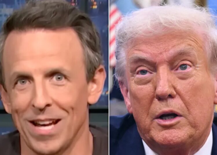 Seth Meyers palhaça o flip-flop de Trump usando uma comparação simplesmente preciosa