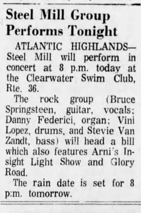 Steel Mill se apresentará no Clearwater Swim Club em Middletown (1970)