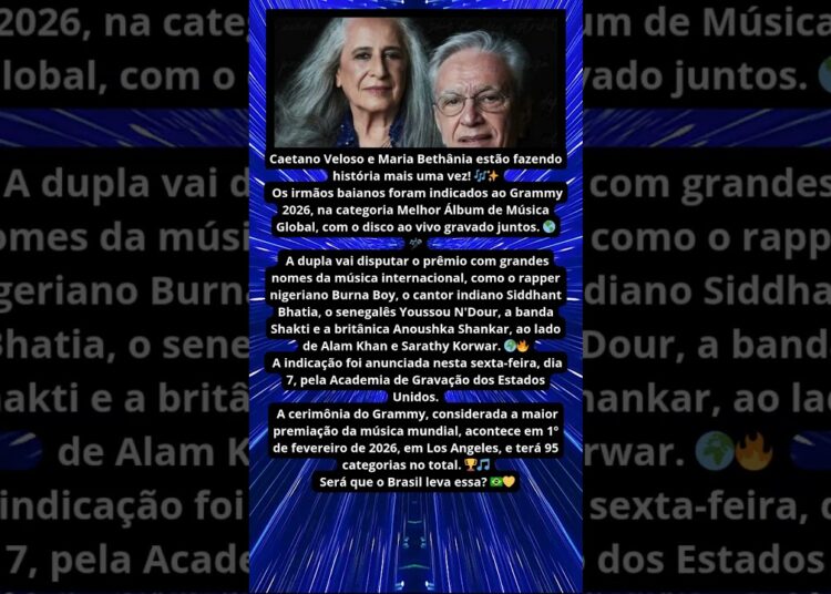 CAETANO E BETHÂNIA CONCORREM AO GRAMMY 2026