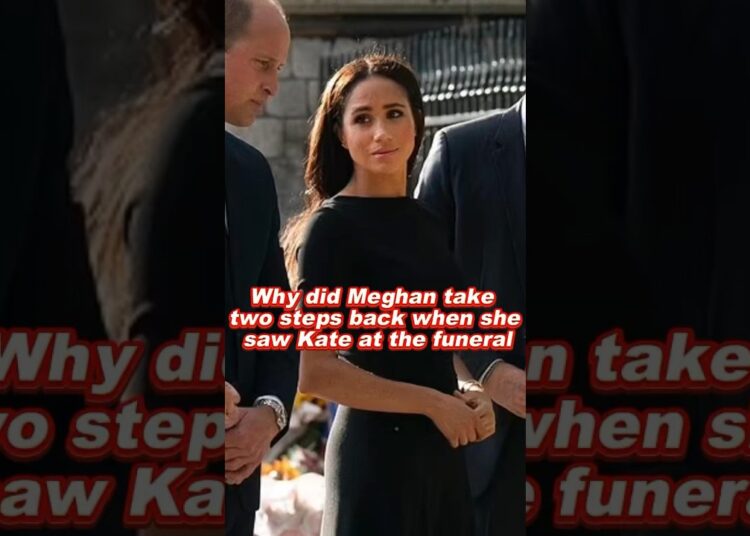 Why did Meghan take two steps back when she saw Kate at the funeral #foryou #fyp #royal #meghan