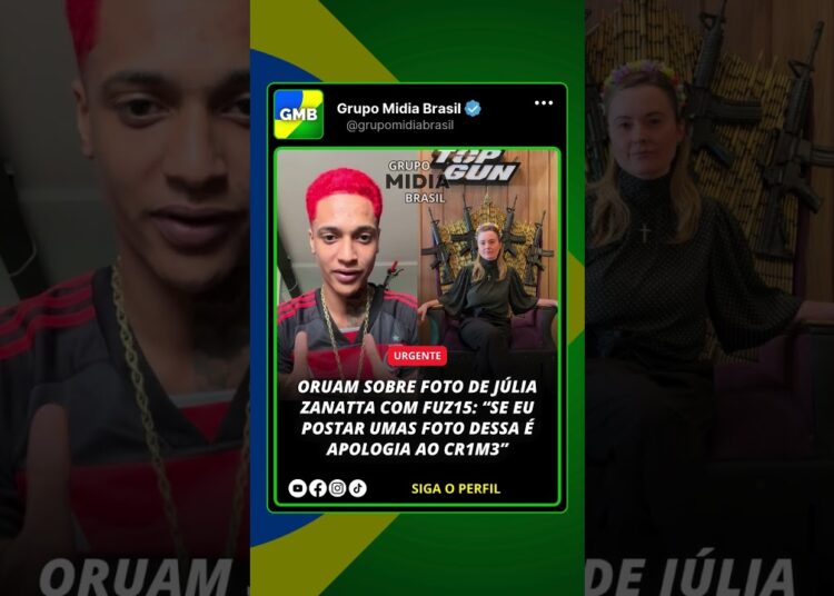Oruam sobre foto de Júlia Zanatta com FUZ15: “Se eu postar umas foto dessa é apologia ao CR1M3”