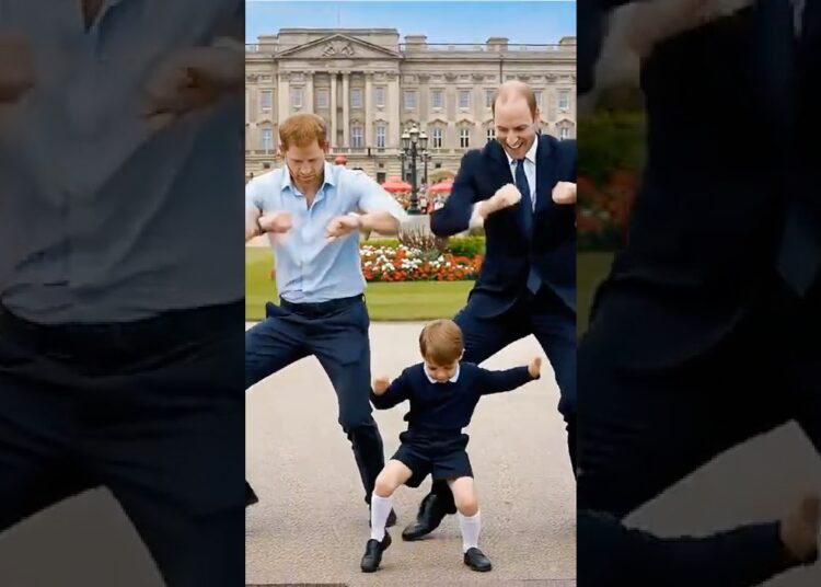 Louis dances and the brothers jump in#royal #princelouis #dance #princewilliam #princeharry