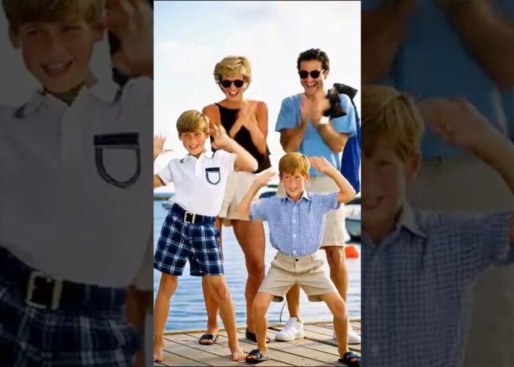 Diana and Dodi laugh as the princes dance#royal #princeharry #princewilliam #princess #diana