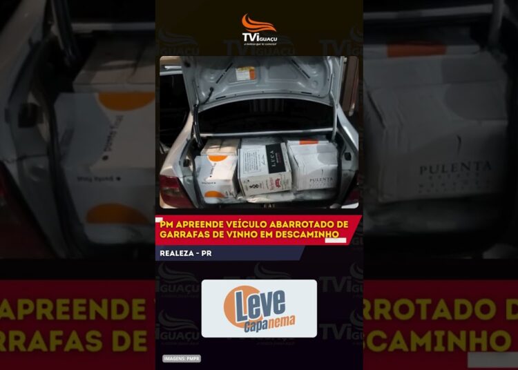 Realeza: PM apreende veículo abarrotado de garrafas de vinho em descaminho