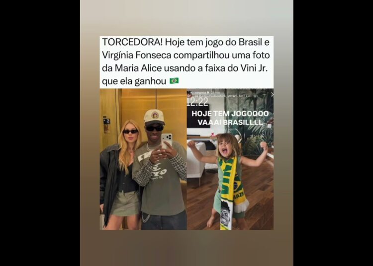 Que fofo! A Maria Alice já na torcida para o #vinijr . no jogo de hoje. #fofocas #virginia