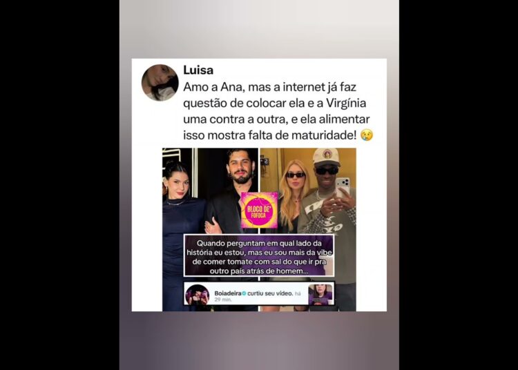 #anacastela curtiu uma publicação onde fazia referência a #virginia e #vinijr . #fofocas #shorts