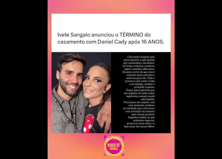 #ivetesangalo  anunciou o TÉRMINO do casamento com #danielcady após 16 ANOS. #fofocas #ivete
