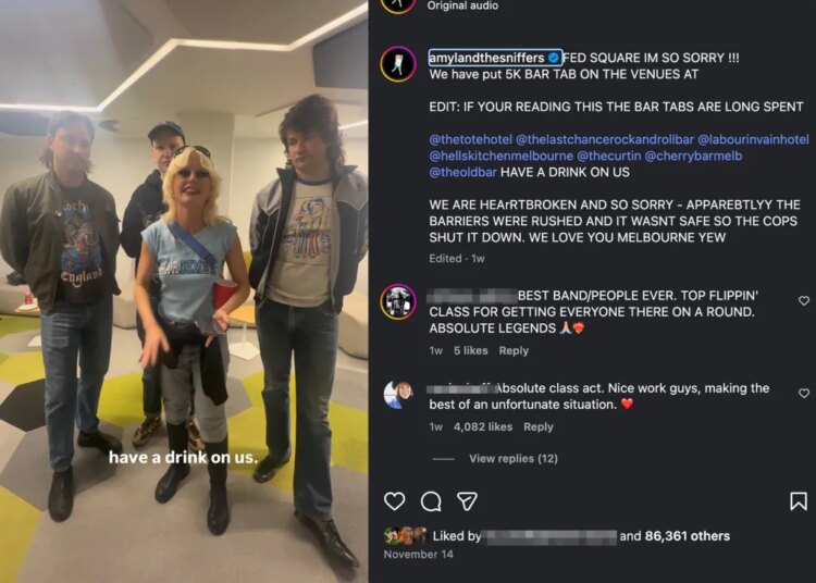 A banda australiana Amyl and the Sniffers transforma show cancelado em um enorme bar crawl de US$ 35 mil