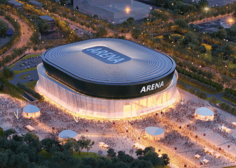 Uma vista aérea da arena K-pop no K-Culture Valley em Goyang, província de Gyeonggi. (Província de Gyeonggi)