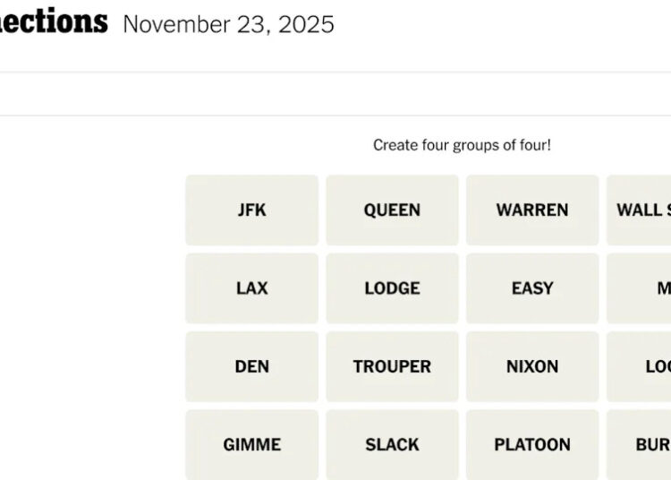 Dicas e respostas de 'Conexões' do NYT hoje, domingo, 23 de novembro