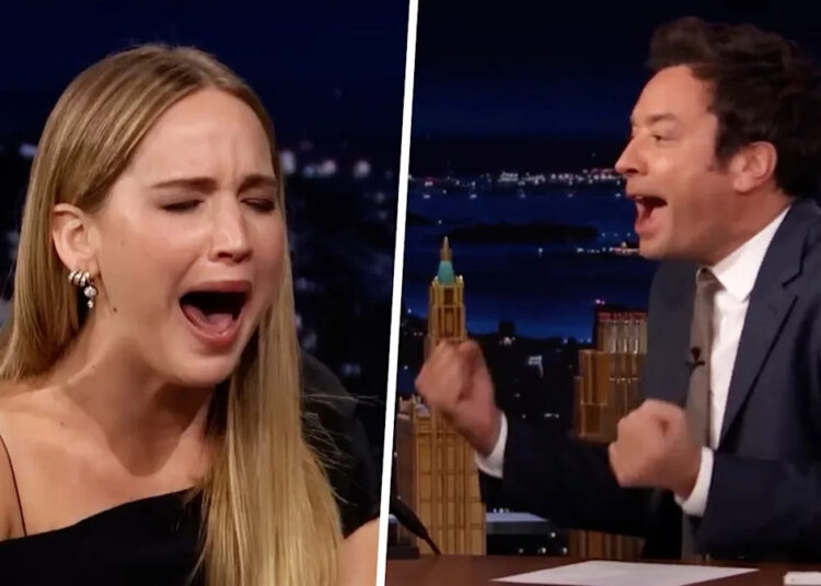 Jennifer Lawrence começa a soluçar repentinamente durante a entrevista do 'Tonight Show': 'Não, isso é divertido'