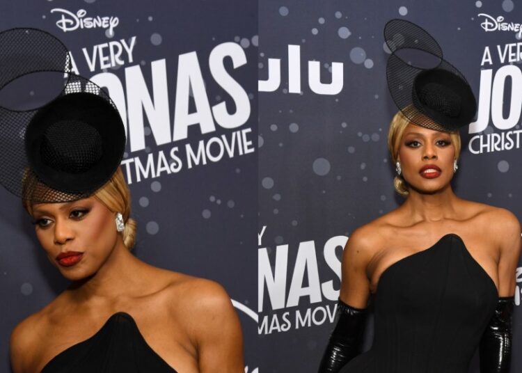Laverne Cox fica vintage em Mugler para a estreia de 'Very Jonas Christmas'