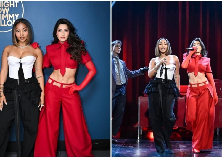 Nora Fatehi e Shenseea apresentam o que eu sei no programa desta noite estrelado por Jimmy Fallon