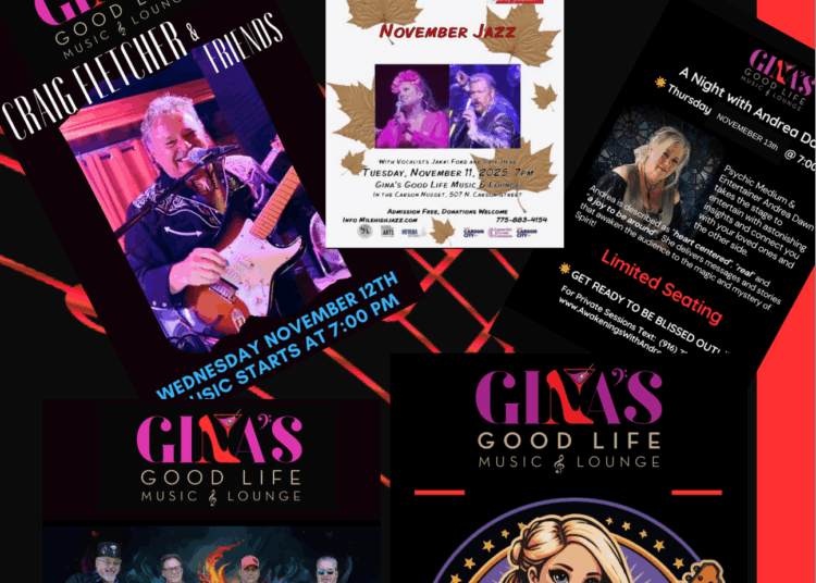 O Gina's Good Life Music & Lounge está repleto de entretenimento esta semana, de terça a sábado, de 11 a 15 de novembro