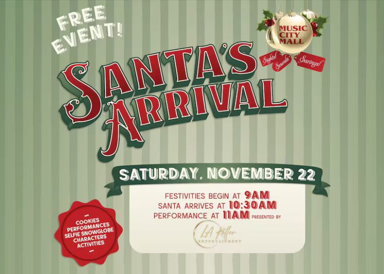 Papai Noel chegará ao Music City Mall para evento familiar gratuito no sábado