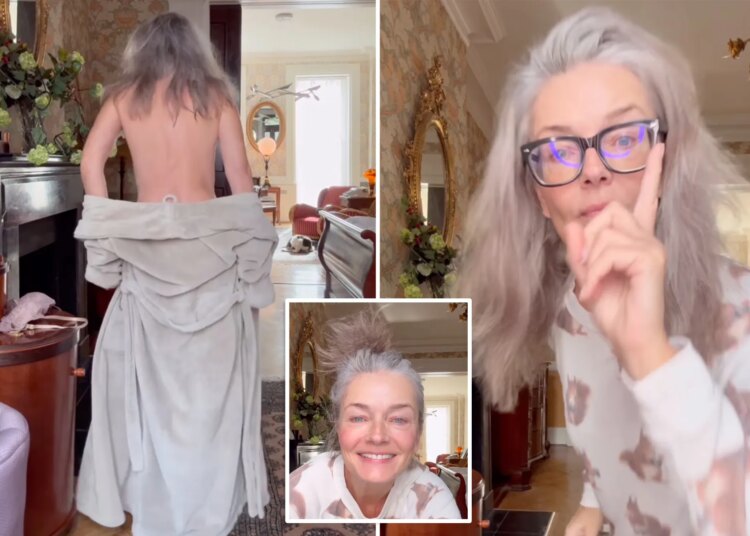 Paulina Porizkova fica só de cueca aos 60 anos para mostrar que 'as imperfeições são o que nos torna perfeitos'