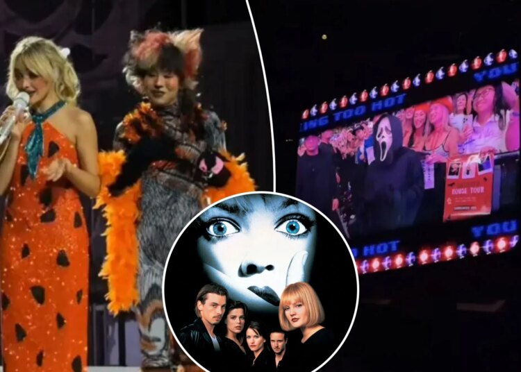 Sabrina Carpenter 'prende' de brincadeira esta ex-estrela de 'Scream' no show de Halloween do MSG