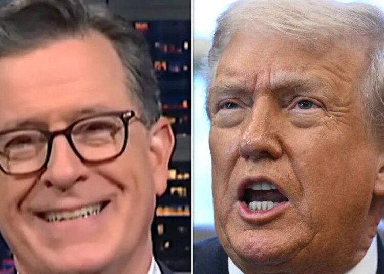 Stephen Colbert derruba a casa com uma piada suja de Trump