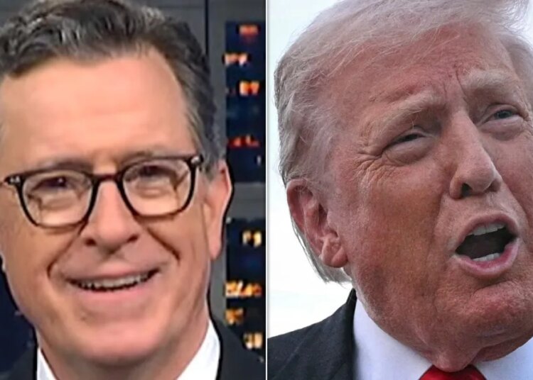 Stephen Colbert detecta momento estranho durante a aparição de Trump na TV