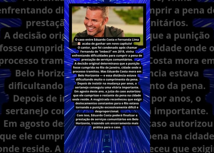 EDUARDO COSTA TEM VITÓRIA NA JUSTIÇA