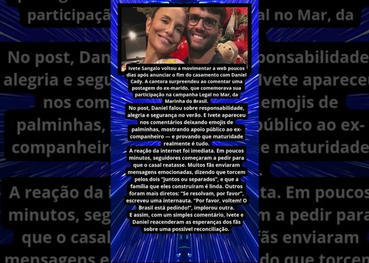 IVETE SANGALO COMENTA POST DO EX MARIDO E WEB PEDE VOLTA DO CASAL