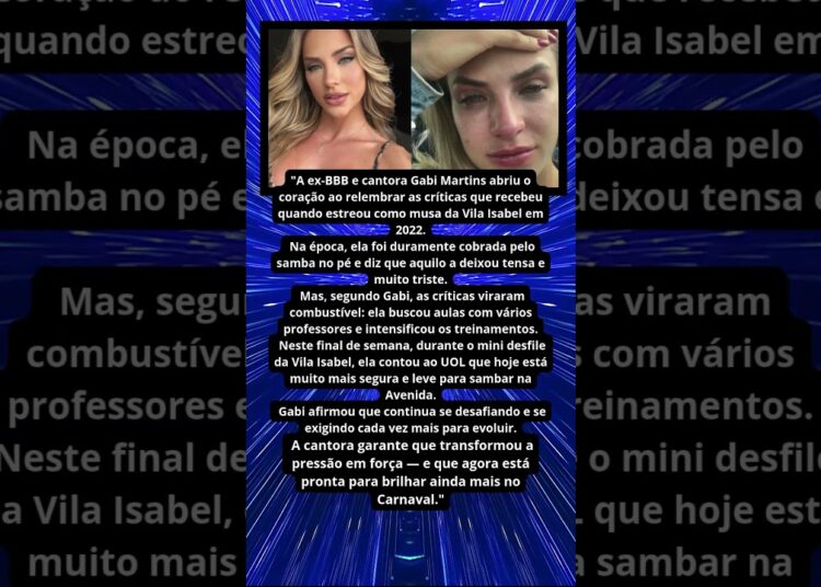 GABI MARTINS REVELA SUPERACAO APOS CRITICAS