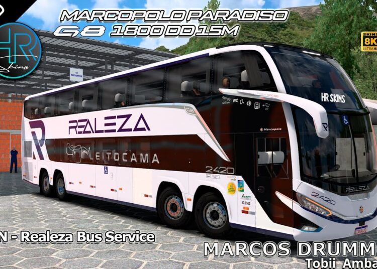 APRESENTAÇÃO COMPLETA: G8 1800 DD 8×2 Realeza Bus Service 2420 | Scania, Volvo, MB | HR SKINS