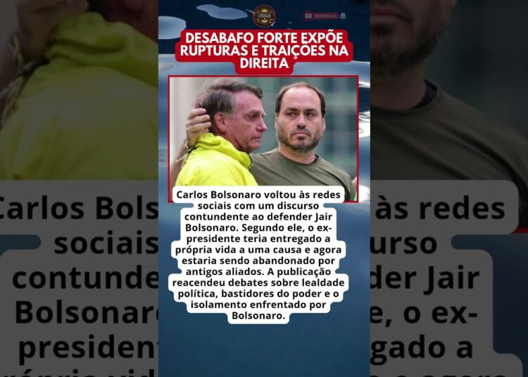 CARLOS BOLSONARO DIZ QUE JAIR ENTREGOU A VIDA PARA SALVAR O BRASIL