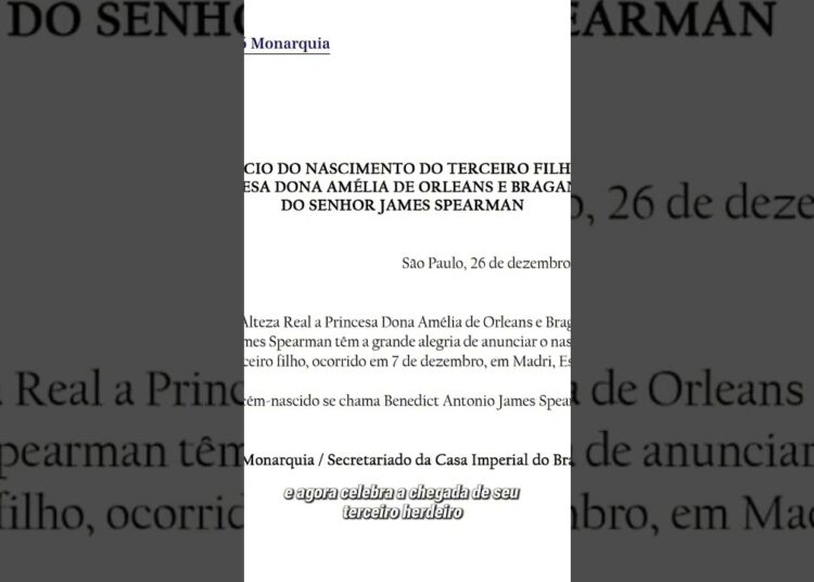 Nasce o terceiro filho da princesa Dona Amélia #CasaImperial #OrleansEBragança #Realeza #Brasil