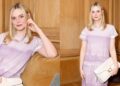 Elle Fanning usa ônibus personalizado para jantar especial