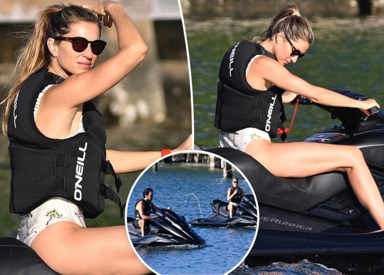 Gisele Bündchen e Joaquim Valente aproveitam encontro na Flórida em jet skis